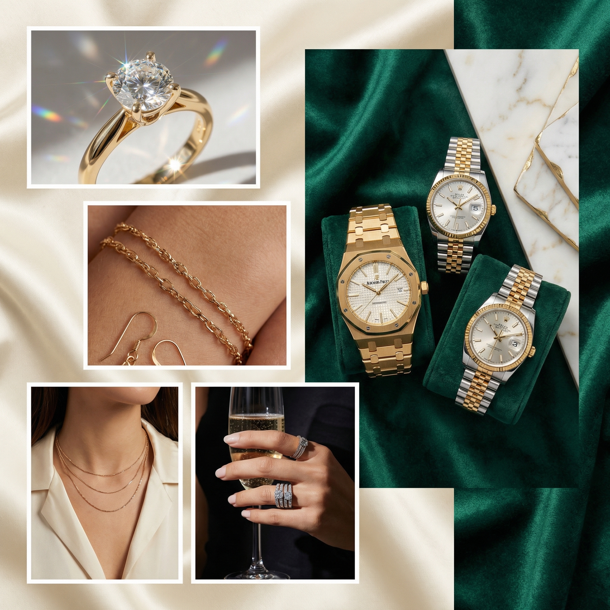 Moodboard bijoux et montres luxe