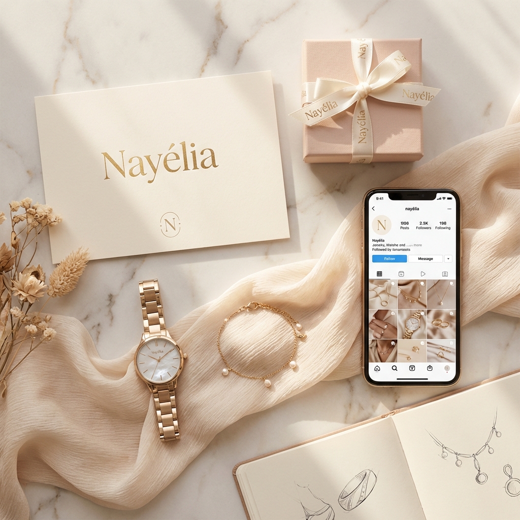 Montre et bijoux premium aux tons beige rosé