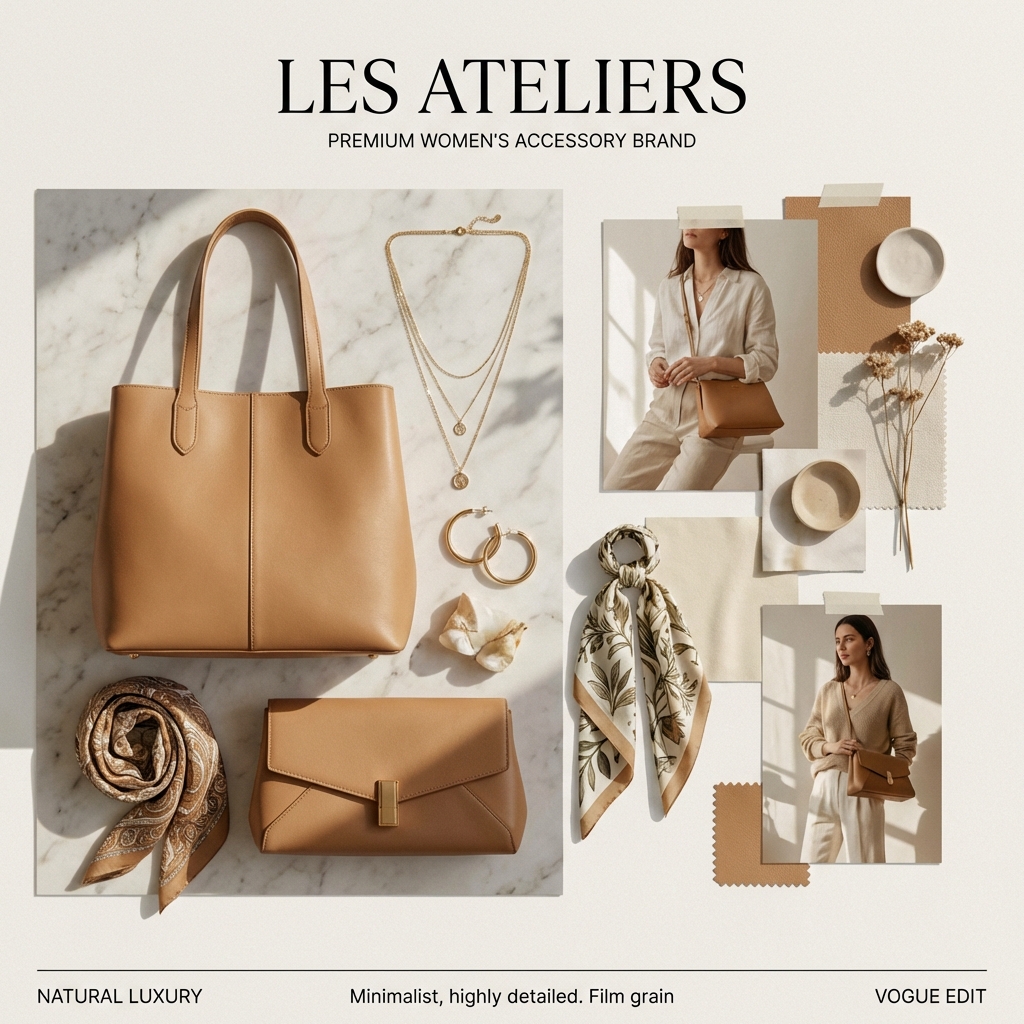 Moodboard maroquinerie et accessoires premium